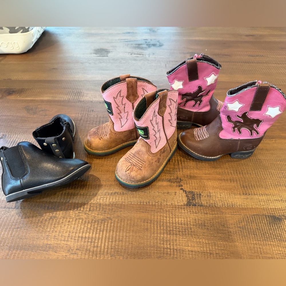 Roper Kids Brown and Pink Cowboy Boots